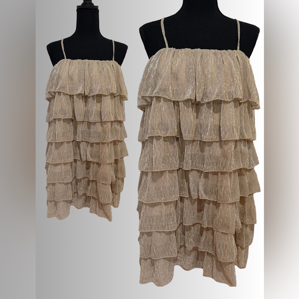 NWT - By Together - In My Dreams Woven Layered Metallic Dress - Sz M